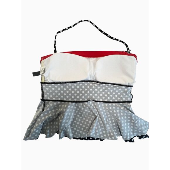 Kenneth Cole Reaction Women Retro Polka Dot Tiered Layers Ruffles Swimsuit Top L - Picture 7 of 8